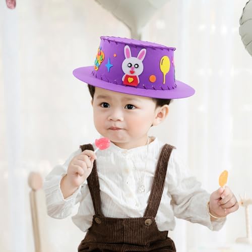 LUOZZY 4 Pack DIY EVA Hat Kits for Kids