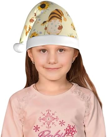 Watercolor Bee Honeycomb Santa Hat for Kids
