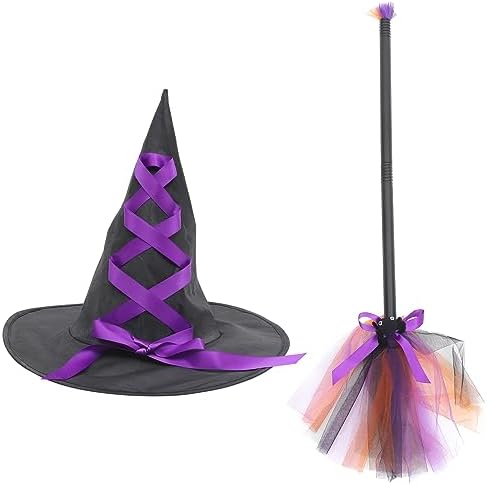 LOGOFUN Halloween Witch Broom Set Purple
