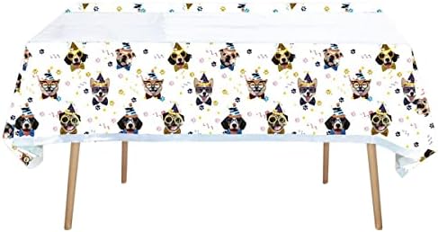 OULUN Dog Party Tableware Set 20 Plates 20 Napkins Tablecloth 71x425 Dog Birthday Decorate Supplies