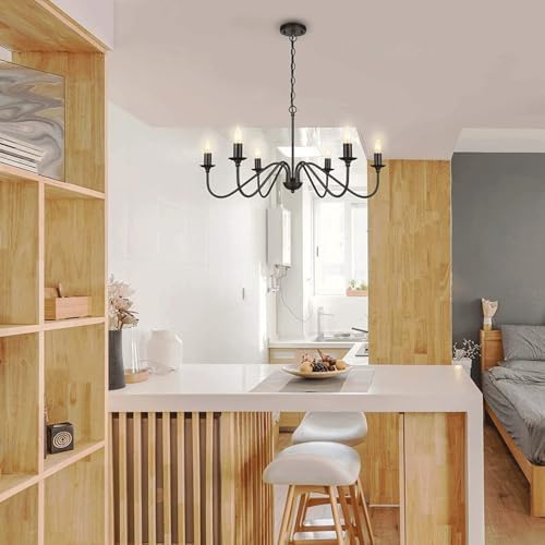 Farmhouse Black Pendant Light 6 Lamp Modern Hanging Chandelier
