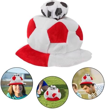 LOGOFUN Soccer Party Hats Football Cap Celebration Photo Props for Football Match Supplies - Red and White