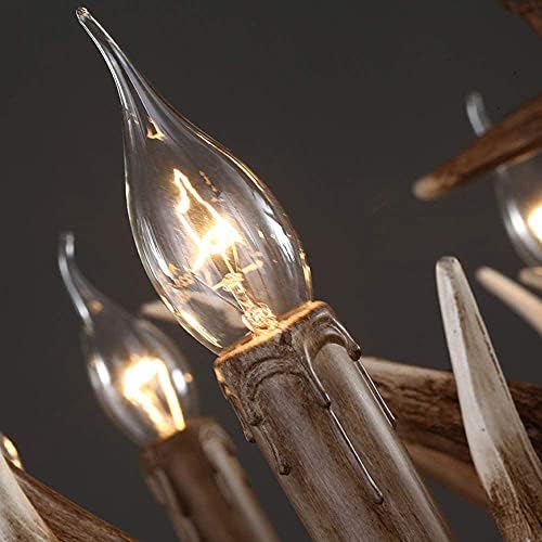 Farmhouse Rustic Chandelier with 9 Resin Antlers Lamps