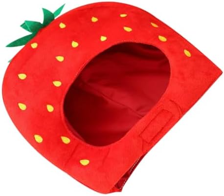 LOGOFUN Plush Strawberry Head Cap Photo Prop for Cosplay Party