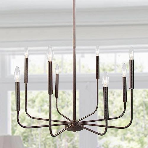 LALUZ Chandelier with Dark Brown Speckled Finish 26 Dia Dimmable