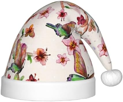 Watercolor Floral Santa Hat for Kids Christmas Party Decorations