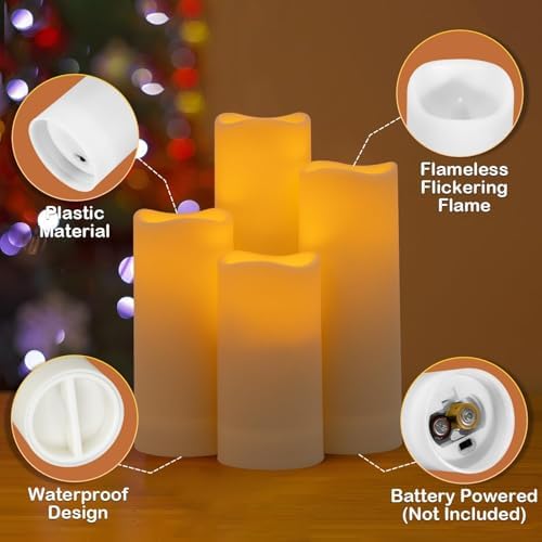 Metaku Flameless LED Candles Set of 12 Ivory with Remote and Timer