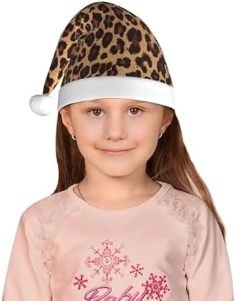 Leopard Print Santa Hat for Kids Christmas Party Wear