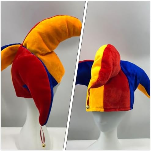 LOGOFUN Halloween Clown Hat Multicolor Triangle with Bell for Party and Costume