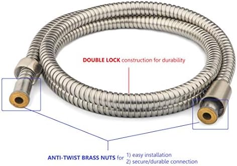 5-Inch Anti-Clog High Pressure Dual Shower Head with Handheld Spray and 5 Ft Hose