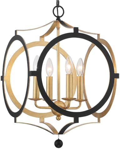 Crystorama Odelle 4 Light Black and Antique Gold Chandelier