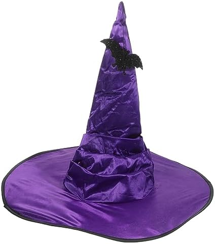LOGOFUN Halloween Witch Hat Purple Wizard Hat with Bat for Cosplay Party