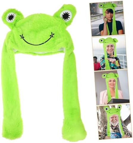 Plush Frog Hat with Moving Ears for Halloween Costumes