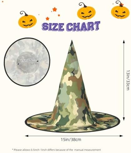 Witch Hats Halloween Cone Wizard Hat Green Brown Camouflage