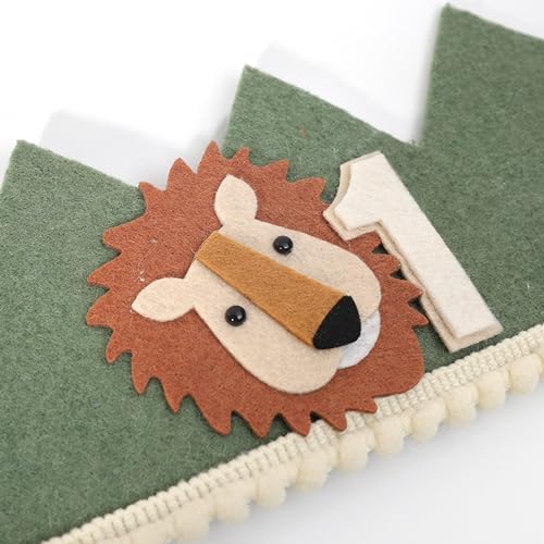 Wild One Birthday Crown Green for Baby 1st Birthday
