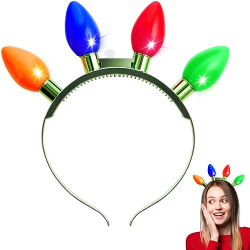 JOYIN LED Flashing Headband with 4 Colorful Lights for Christmas Party Favors