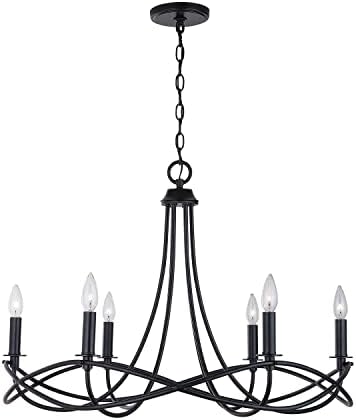 Capital Lighting 431661MB Sonnet Waving Metal Frame Candle Chandelier 6-Light Matte Black