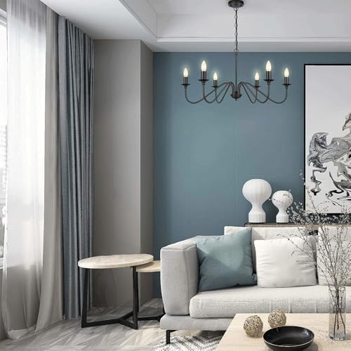 Farmhouse Black Pendant Light 6 Lamp Modern Hanging Chandelier