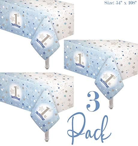 Oojami 1st Birthday Party Tablecloth 3 Pack with Pennant Banners