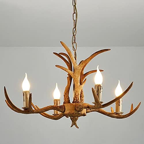 Retro Antler Chandelier 4 Lights Deer Horn Ceiling Light Fixture