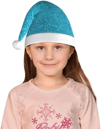Blue Glitter Santa Hat for Kids Christmas Party