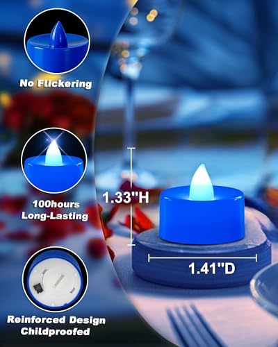 Amagic Blue LED Tea Lights Candles 24 Pack