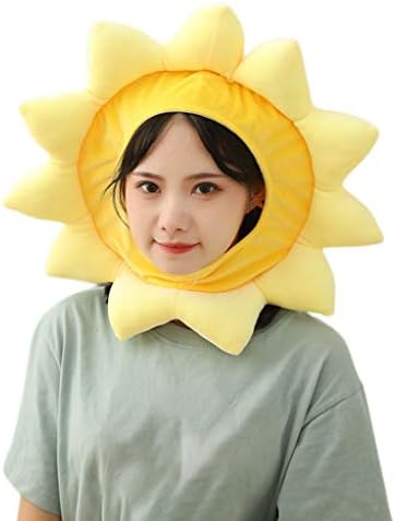 Purplelily Cartoon Yellow Sunflower Plush Hat for Men