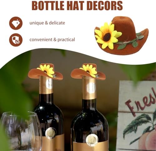 UPKOCH 2pcs Mini Felt Hats with Sunflower Embroidery