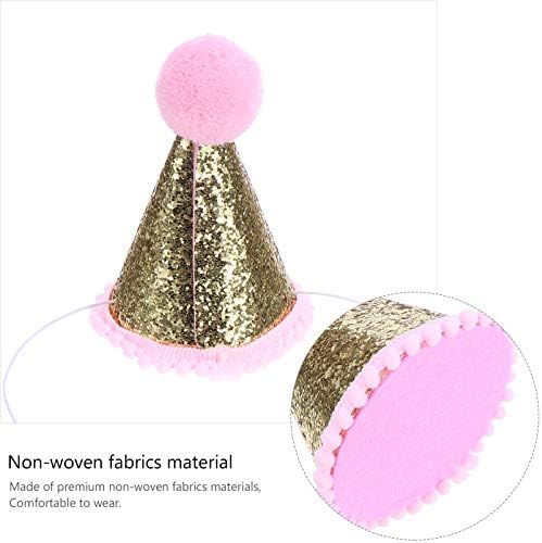 Pink Pom Pom Sequin Birthday Party Hat for Kids