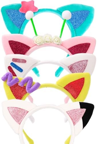 5PCS Cat Ears Headband for Girls Halloween Costume Accessory