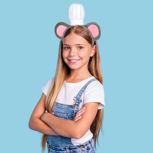 HODRME Mouse Headband with Chef Hat Halloween Christmas Costume Accessory