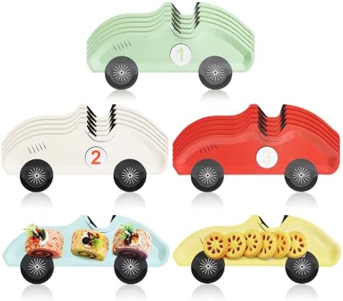 25 Pack Vintage Racing Car Plates for Birthday Party Supplies
