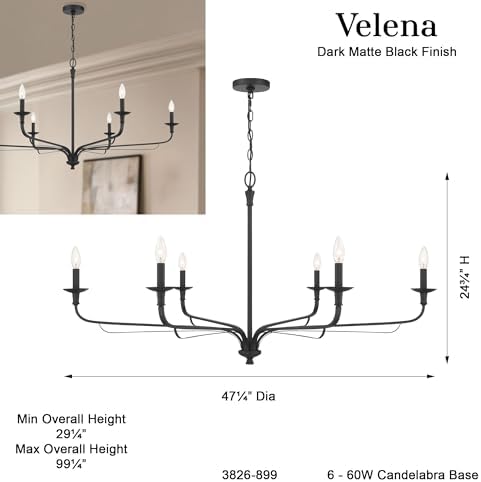 Minka Lavery Velena 6 Light Taper Candle Chandelier Dark Matte Black