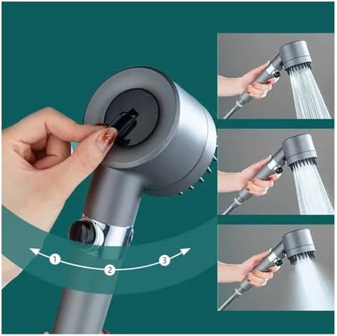 NATTCO Large Flow High Pressure Shower Head with 3 Modes Filter Spa Pressurized Spray Nozzle Rainfall Massage