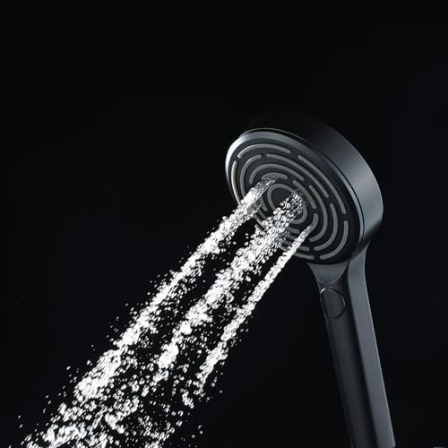 UWEREBFM Handheld Shower Head 3-Function Detachable High Pressure Adjustable Black