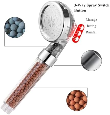 NATTCO High Pressure Handheld Shower Head with Anion Filter