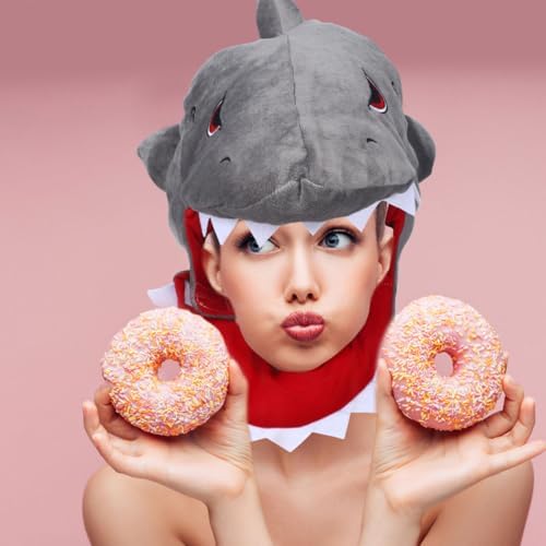 SAFIGLE Grey Plush Shark Hat for Kids