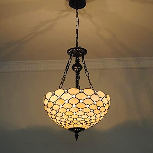 Tiffany Stained Glass Chandelier 3 Light Vintage Ceiling Lamp