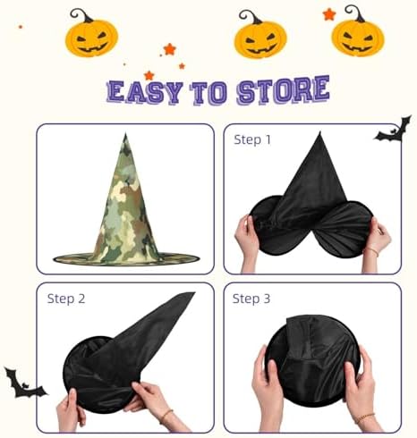 Witch Hats Halloween Cone Wizard Hat Green Brown Camouflage