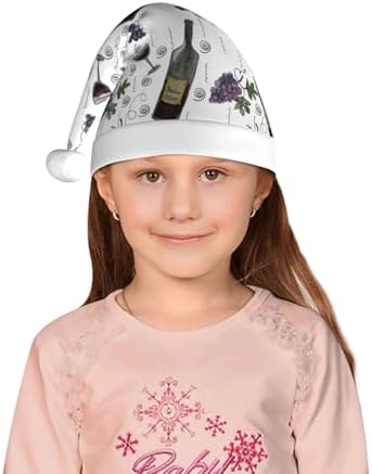 Wine Bottles And Grapes Santa Hat for Kids