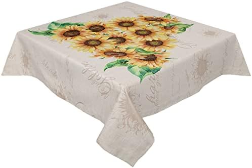ZOE GARDEN Square Tablecloth Vintage Yellow Sunflower Washable