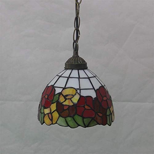 Tiffany Style Retro Chandelier with Flower Pattern Glass Shade Decor