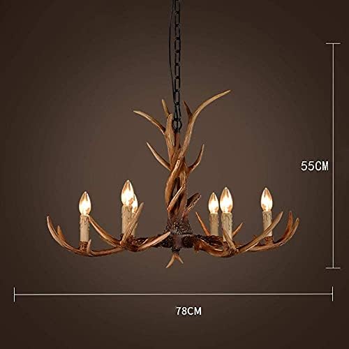 Rustic Farmhouse Candle Chandelier with Resin Antlers