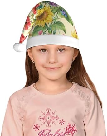 Premium Sunflower Santa Hat for Kids Christmas Party