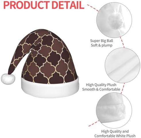 Brown Gold Grid Santa Hat for Kids Christmas Costume
