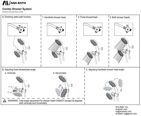 5-Inch Anti-Clog High Pressure Dual Shower Head with Handheld Spray and 5 Ft Hose