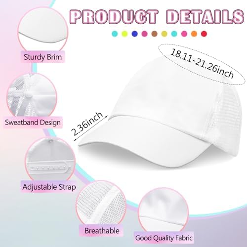Funnysoft 16 Piece White Blank Baseball Caps with 24 Colors Fabric Markers Adjustable Kids Hats for DIY Custom Painting