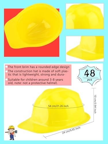 48 Pcs Kids Construction Party Hats for Halloween Cosplay