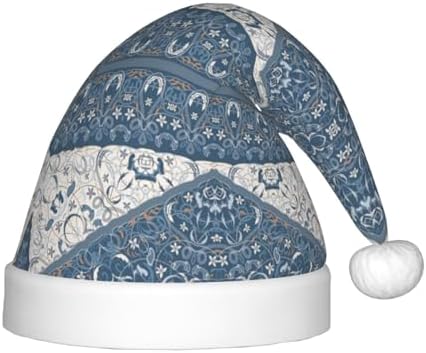 Vintage Persian Blue Santa Hat for Kids Christmas Party