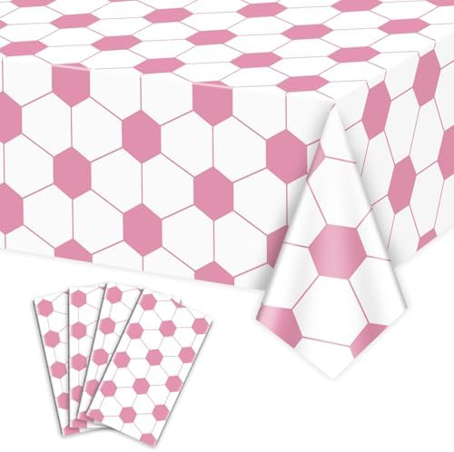 4Pcs Pink Soccer Tablecloths for Girls Party Decor